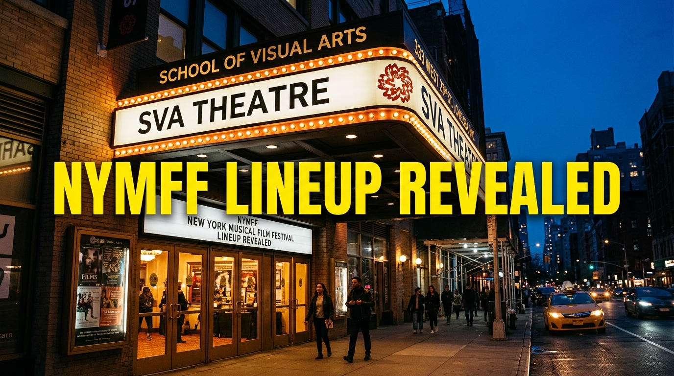 Exterior view of the SVA Theatre marquee in Chelsea, Manhattan