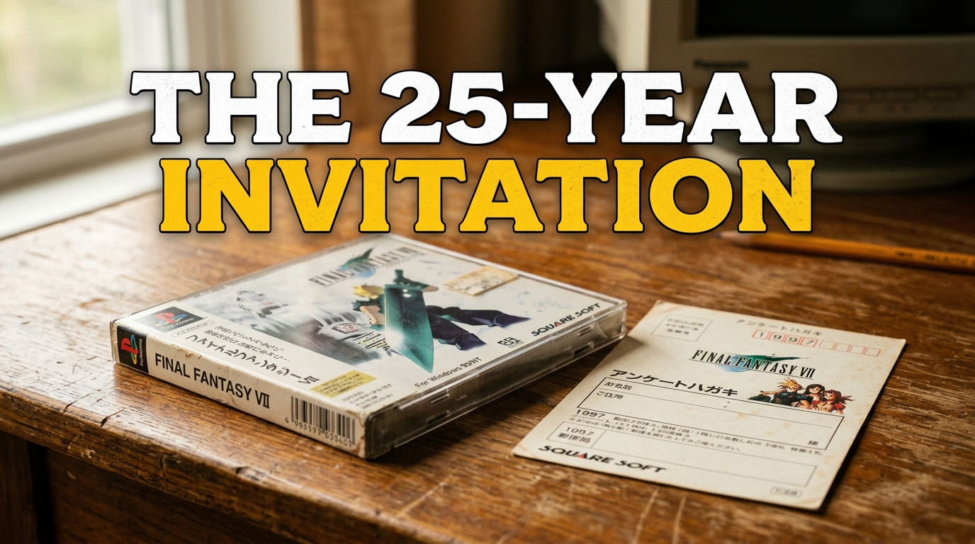 Vintage Japanese PC game packaging and registration card next to a themed event ticket