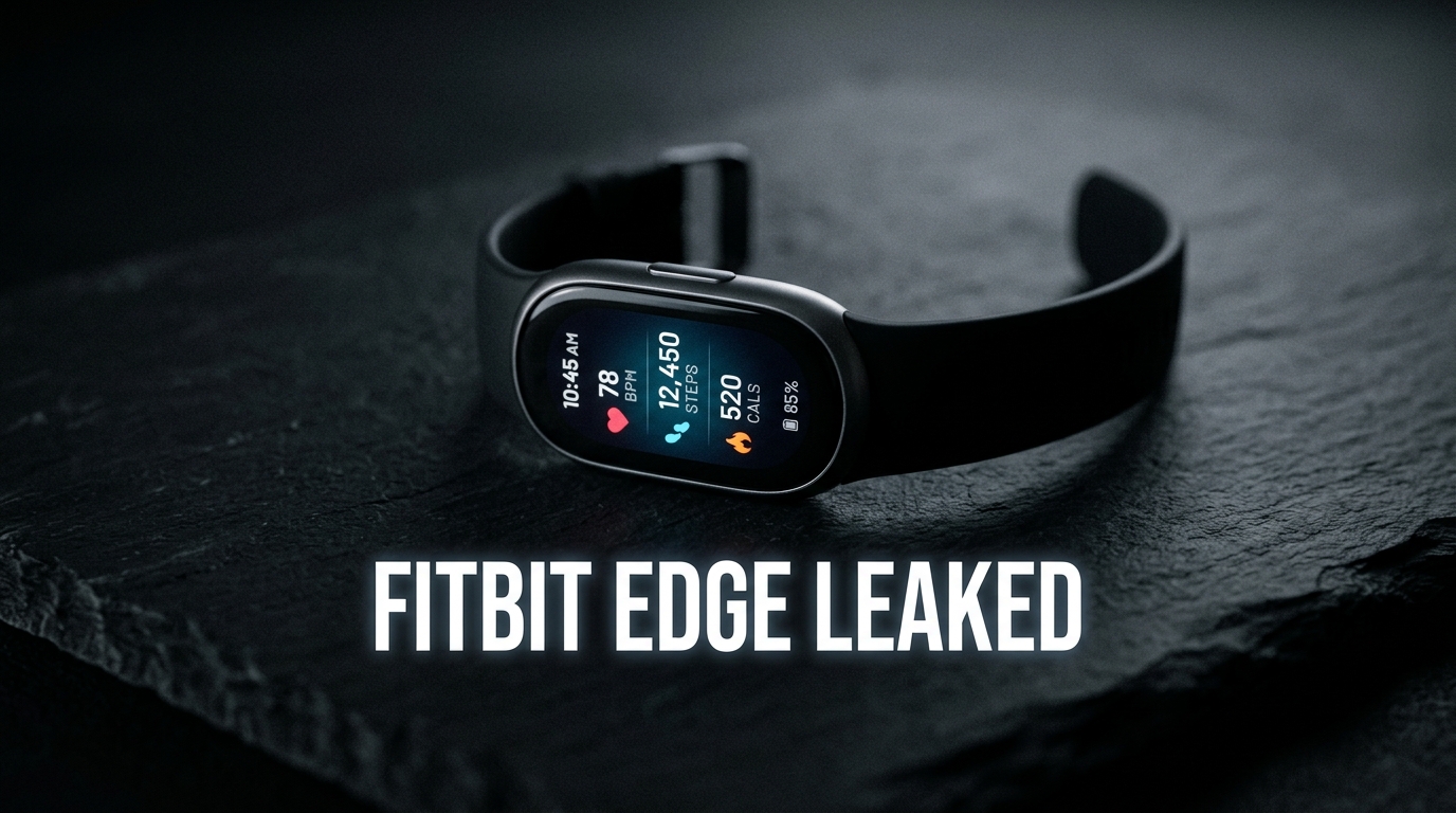 Fitbit Edge fitness tracker with oval color touchscreen and dark sport strap